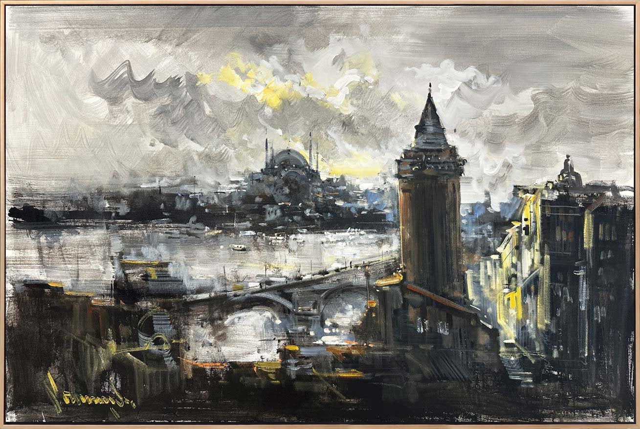 Seher Vakti İstanbul Boğazı Yağlı Boya Tablosu