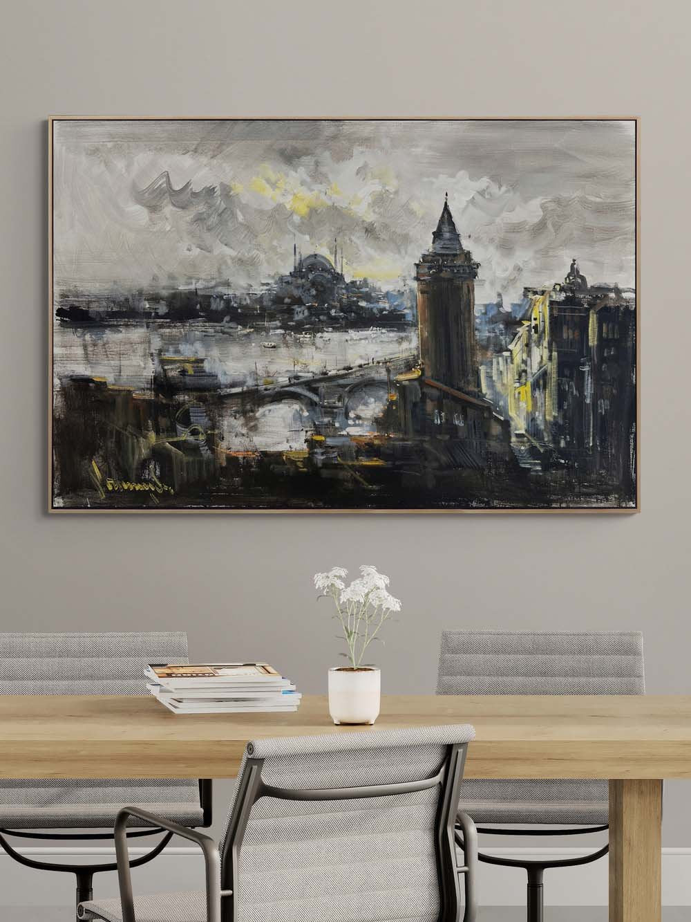 Seher Vakti İstanbul Boğazı Yağlı Boya Tablosu