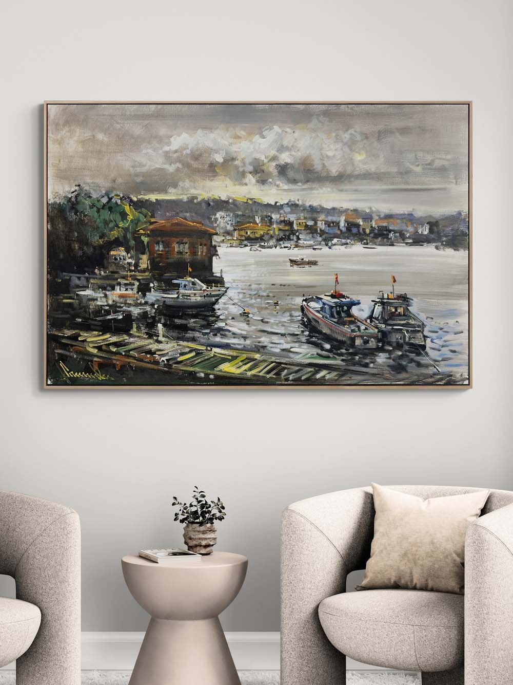 Çengelköy Rıhtımı Yağlı Boya Tablosu