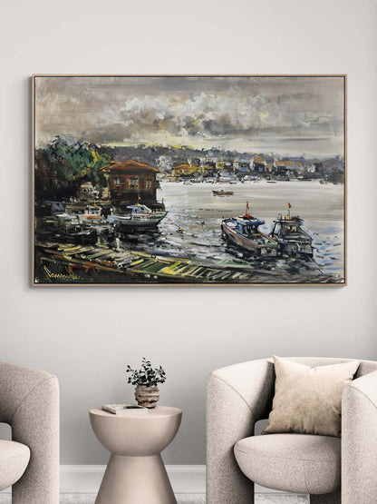 Çengelköy Rıhtımı Yağlı Boya Tablosu