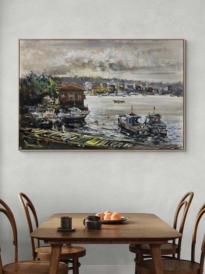 Çengelköy Rıhtımı Yağlı Boya Tablosu