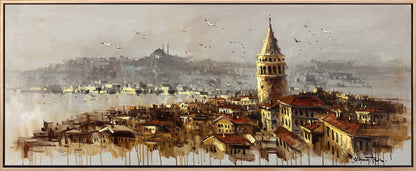 Galata Kulesi İzlerken Yağlı Boya Tablosu