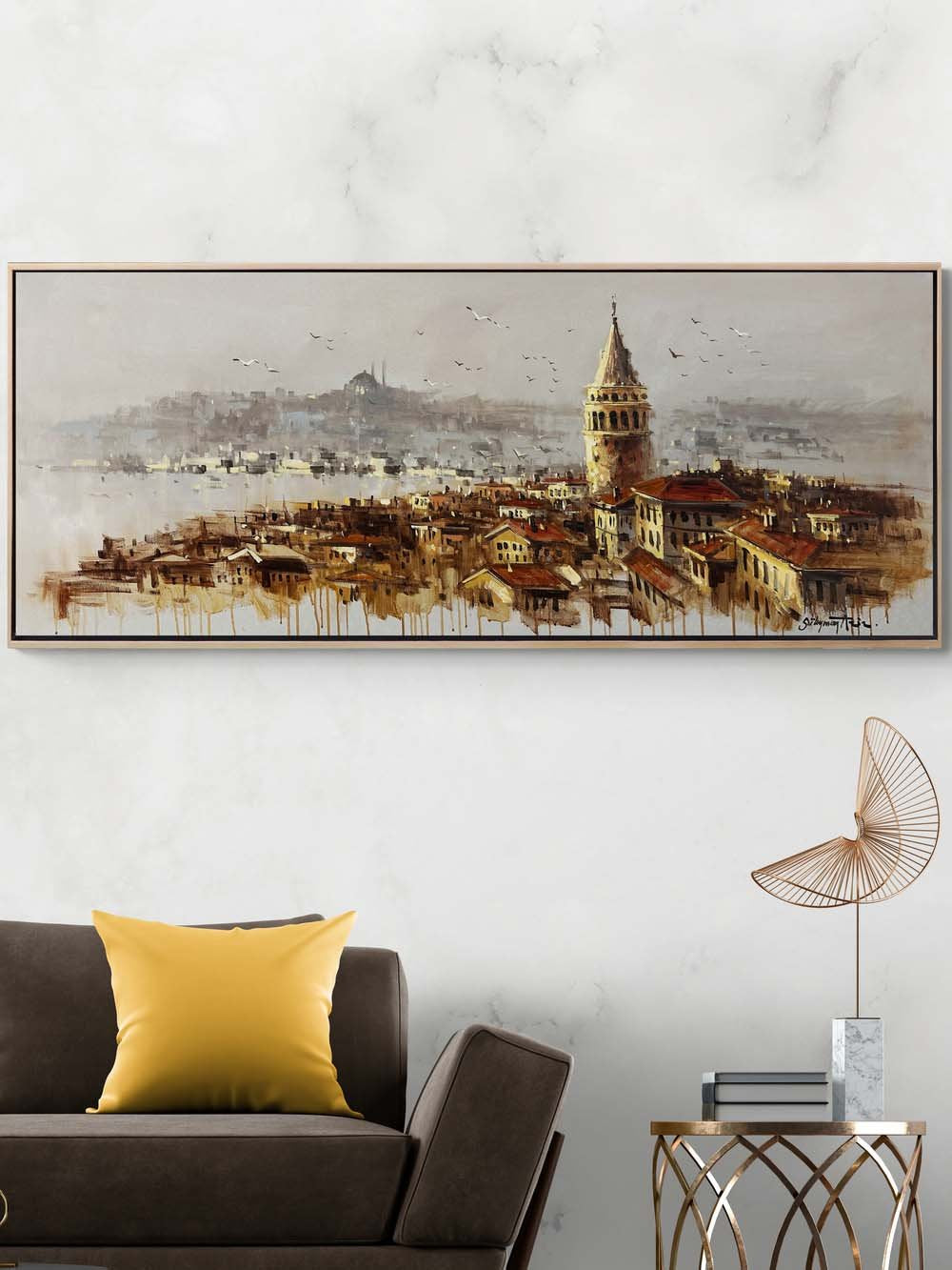 Galata Kulesi İzlerken Yağlı Boya Tablosu