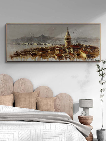 Galata Kulesi İzlerken Yağlı Boya Tablosu