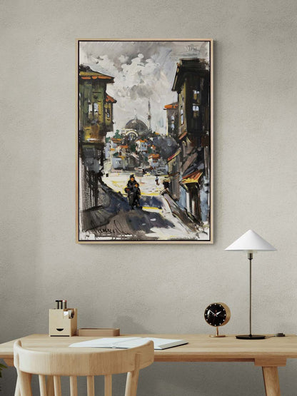 Eskiden İstanbul Sokakları Yağlı Boya Tablosu