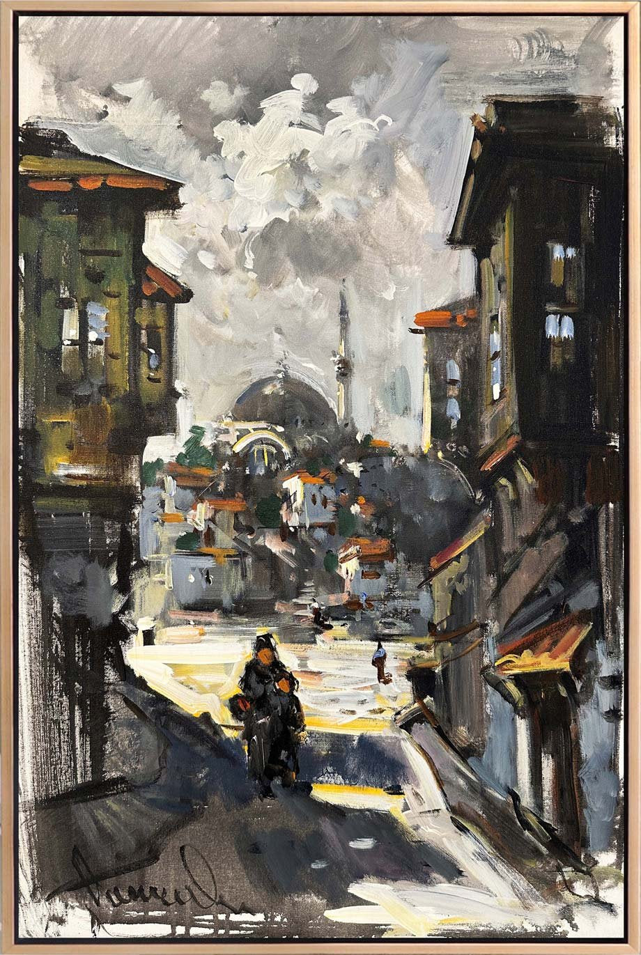 Eskiden İstanbul Sokakları Yağlı Boya Tablosu