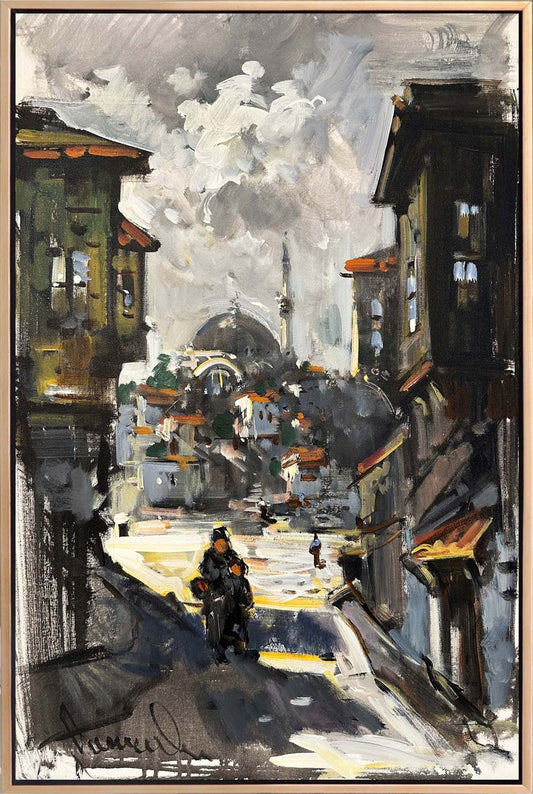 Eskiden İstanbul Sokakları Yağlı Boya Tablosu