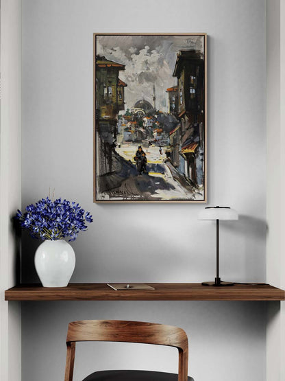 Eskiden İstanbul Sokakları Yağlı Boya Tablosu