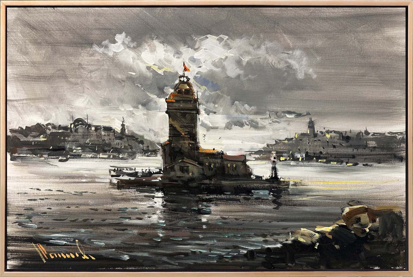 Sessiz Kız Kulesi Yağlı Boya Tablosu