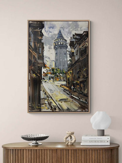 Galata'da Eskiden Yağlı Boya Tablosu