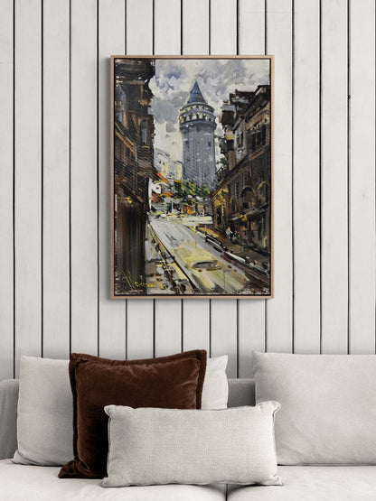 Galata'da Eskiden Yağlı Boya Tablosu