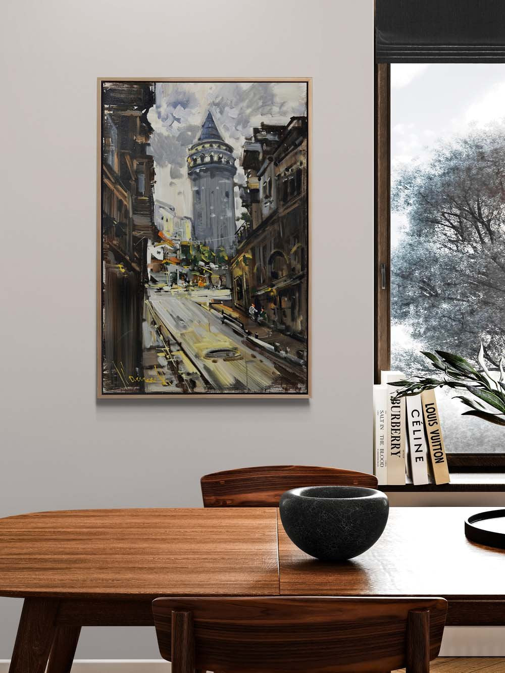 Galata'da Eskiden Yağlı Boya Tablosu