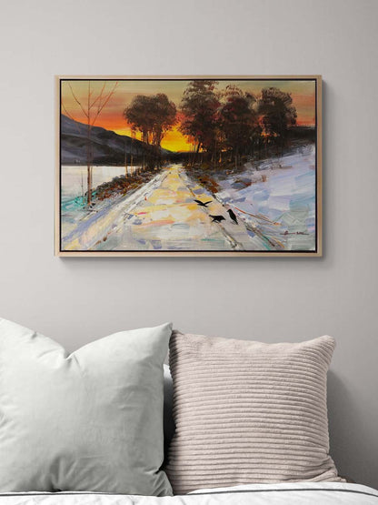 Karlı Yolculuk Yağlı Boya Tablosu