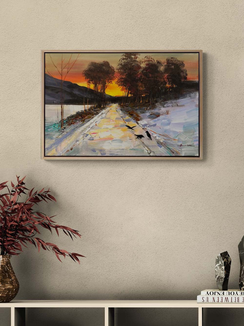 Karlı Yolculuk Yağlı Boya Tablosu