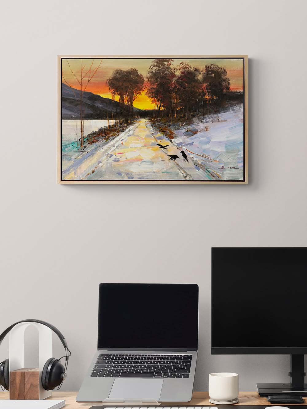 Karlı Yolculuk Yağlı Boya Tablosu