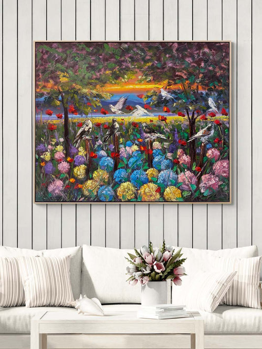 Ortanca ve Gelincikler Yağlı Boya Tablosu