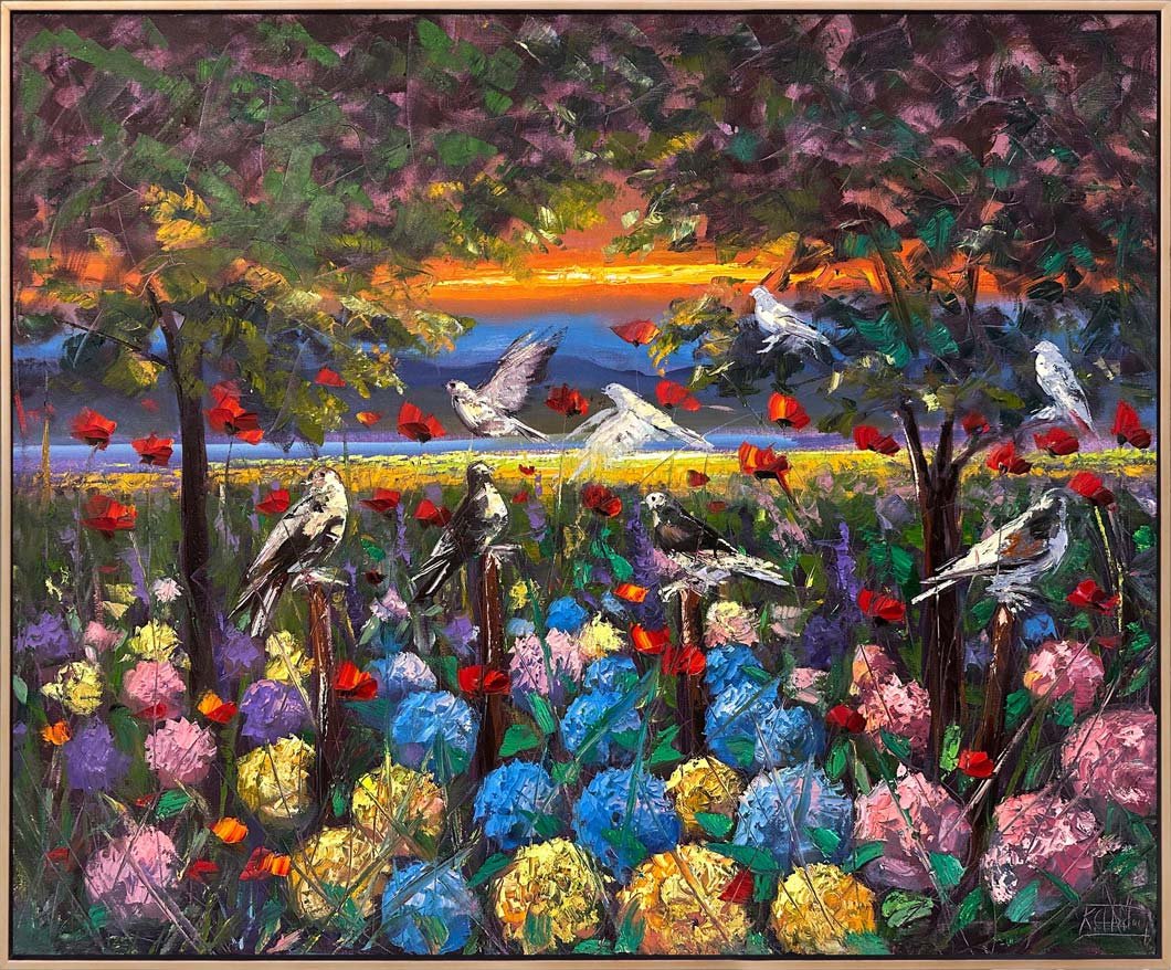 Ortanca ve Gelincikler Yağlı Boya Tablosu