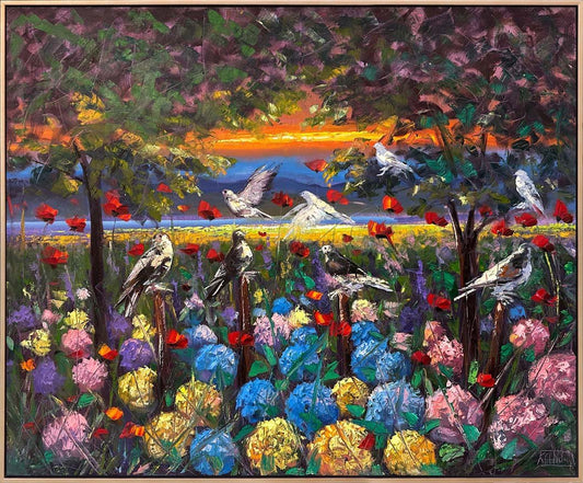 Ortanca ve Gelincikler Yağlı Boya Tablosu