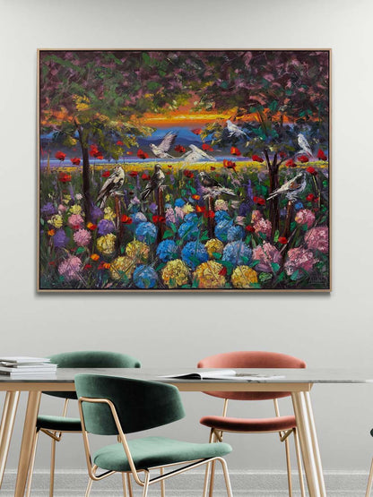 Ortanca ve Gelincikler Yağlı Boya Tablosu