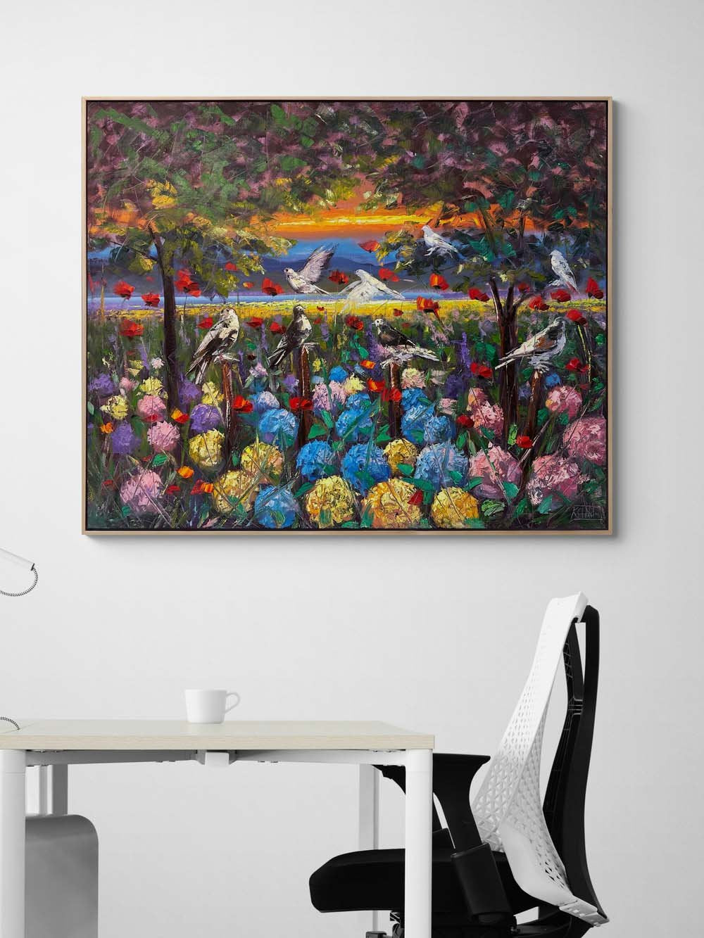 Ortanca ve Gelincikler Yağlı Boya Tablosu