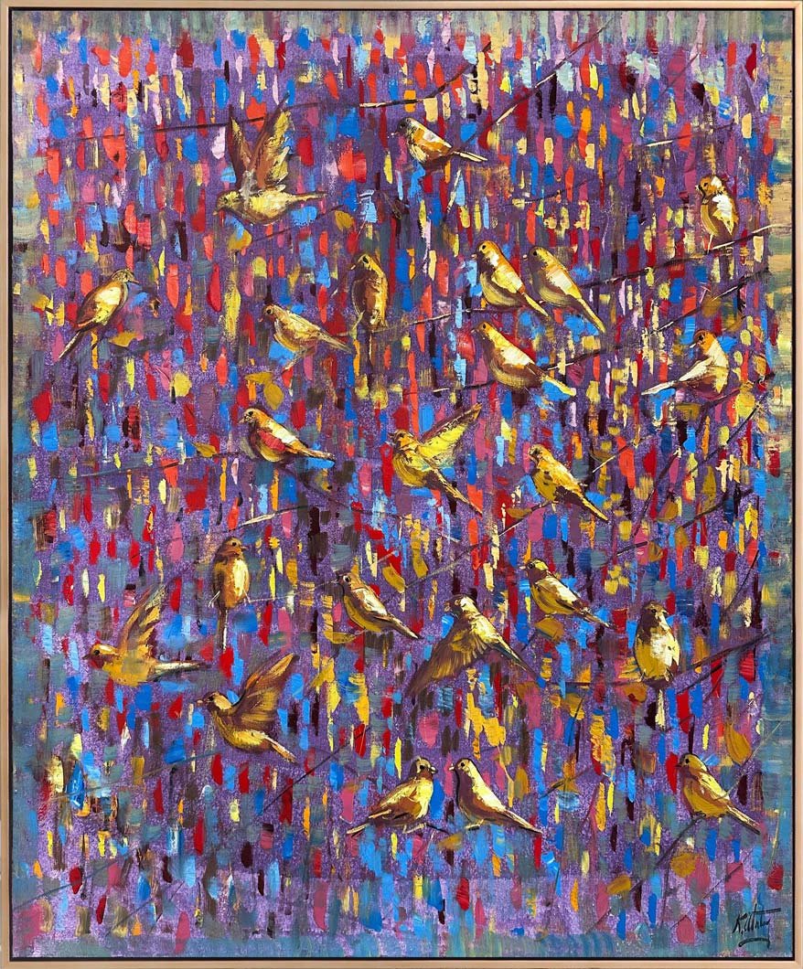 Altın Kuşlar Yağlı Boya Tablosu