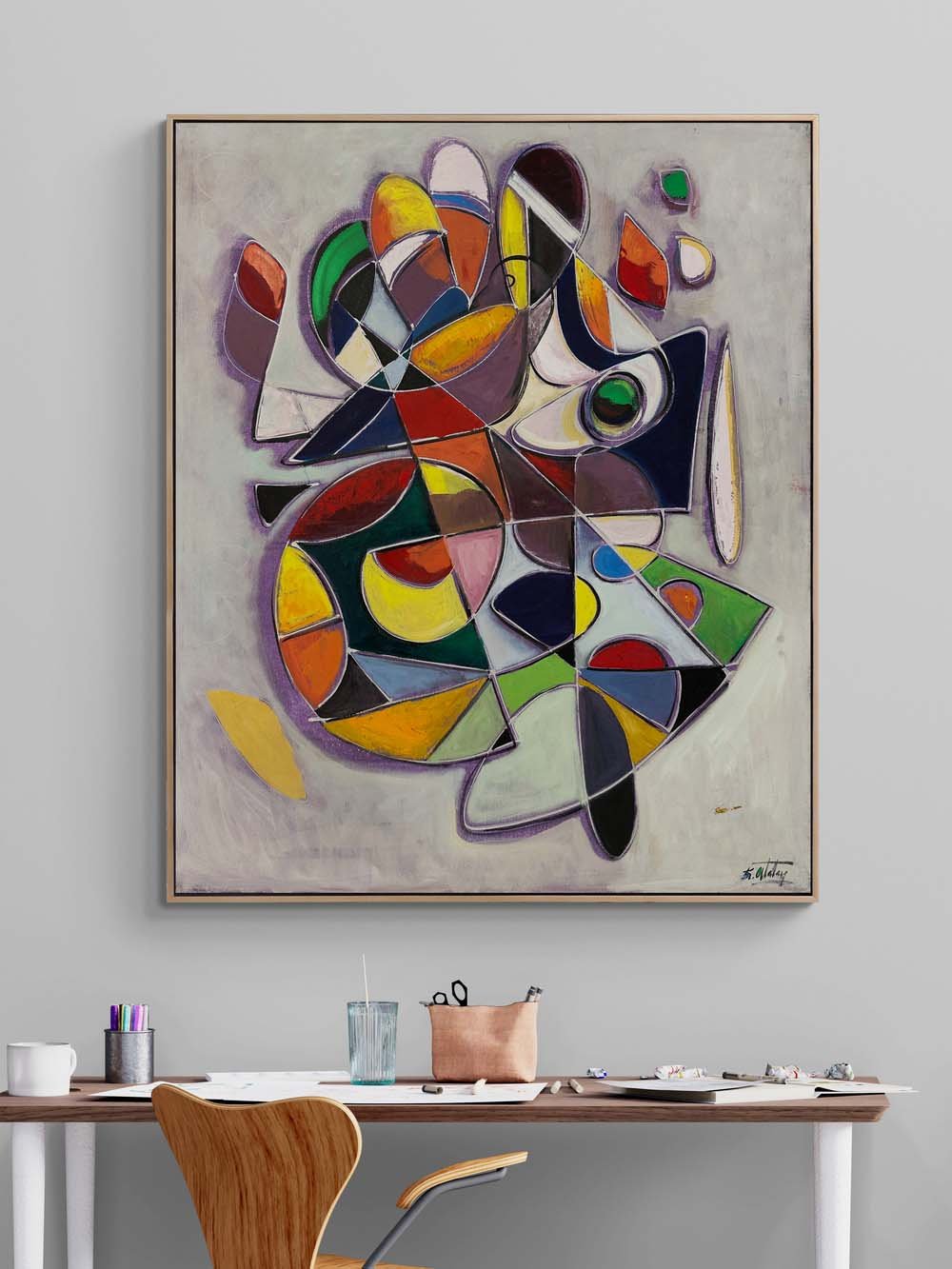 Bütünleşen Formlar Yağlı Boya Tablosu