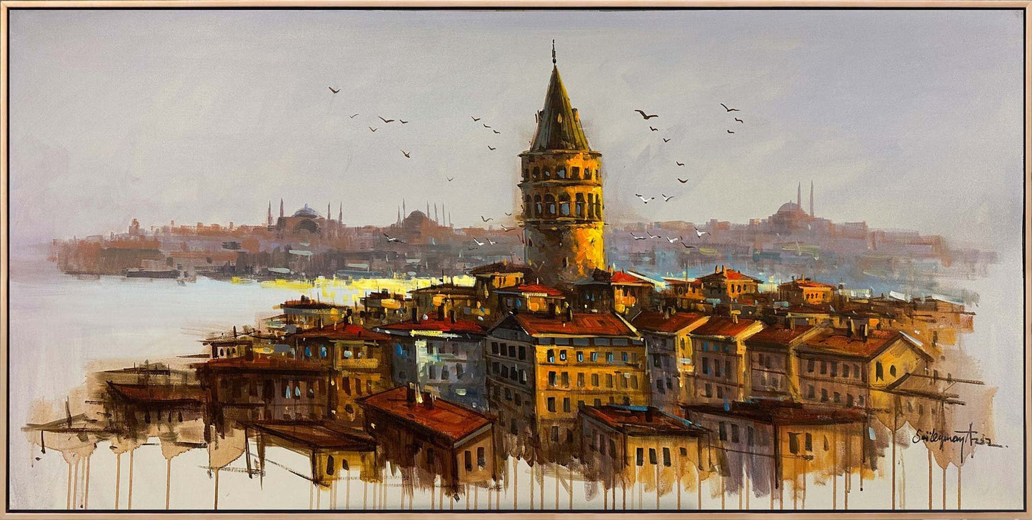 Haliç’e Bakan Kule Yağlı Boya Tablosu