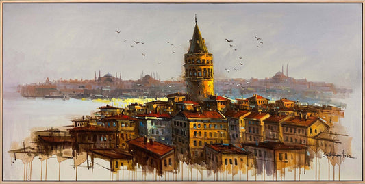 Haliç’e Bakan Kule Yağlı Boya Tablosu