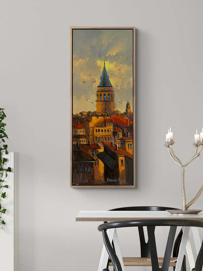Galata’da Gün Batımı Yağlı Boya Tablosu