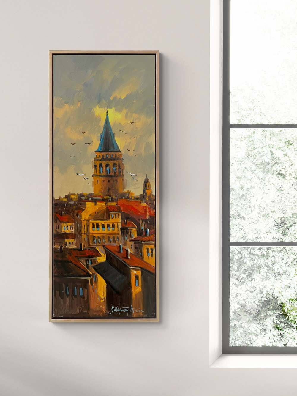 Galata’da Gün Batımı Yağlı Boya Tablosu