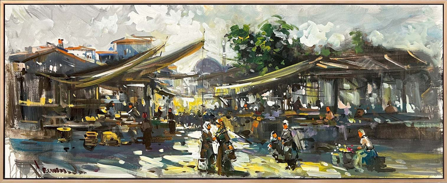 Zamanın İçinde Bir Pazar Yağlı Boya Tablosu