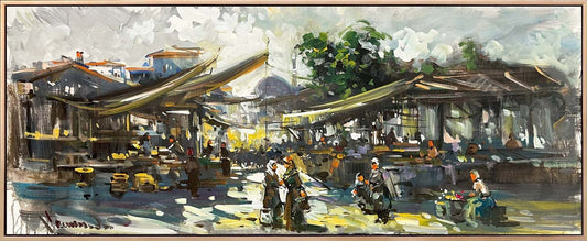 Zamanın İçinde Bir Pazar Yağlı Boya Tablosu