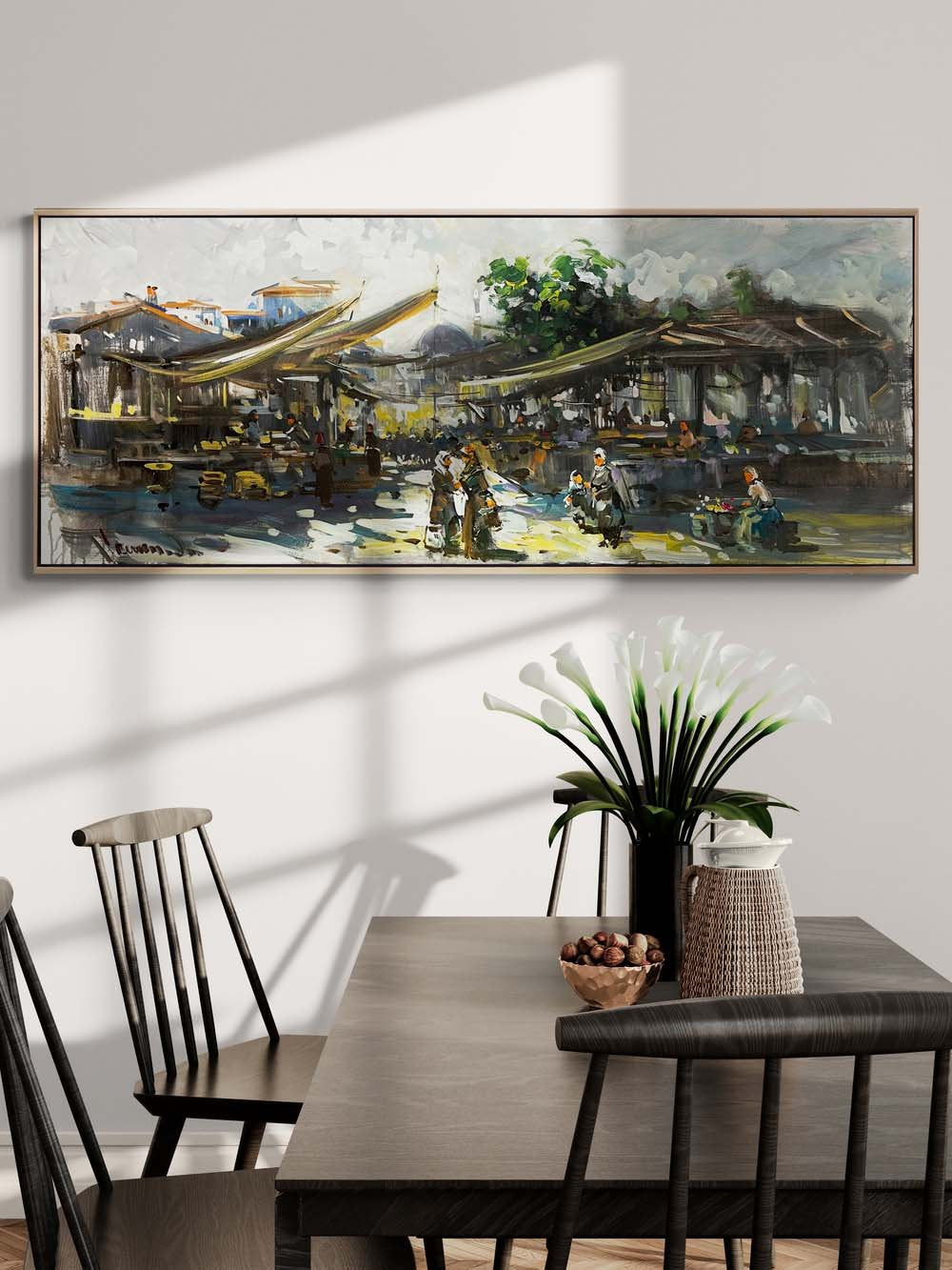 Zamanın İçinde Bir Pazar Yağlı Boya Tablosu