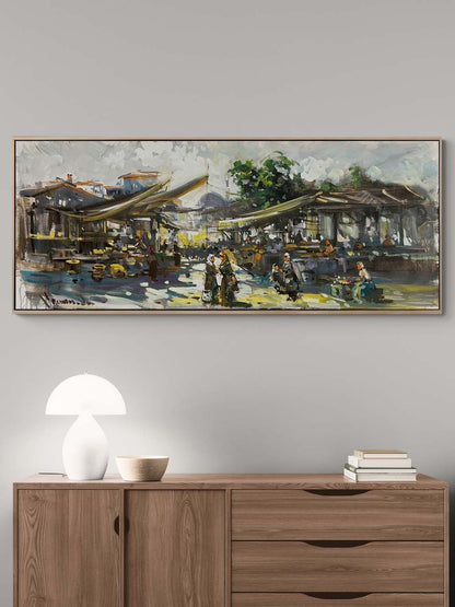 Zamanın İçinde Bir Pazar Yağlı Boya Tablosu