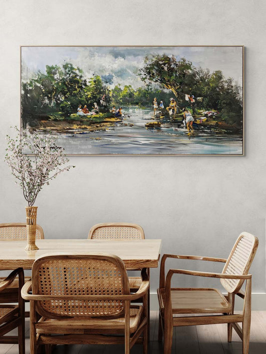 Nehrin Kıyısında Yağlı Boya Tablosu