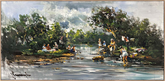 Nehrin Kıyısında Yağlı Boya Tablosu