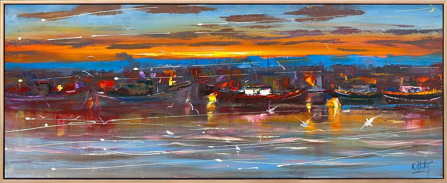 Dalgaların İçindeki Zaman Yağlı Boya Tablosu