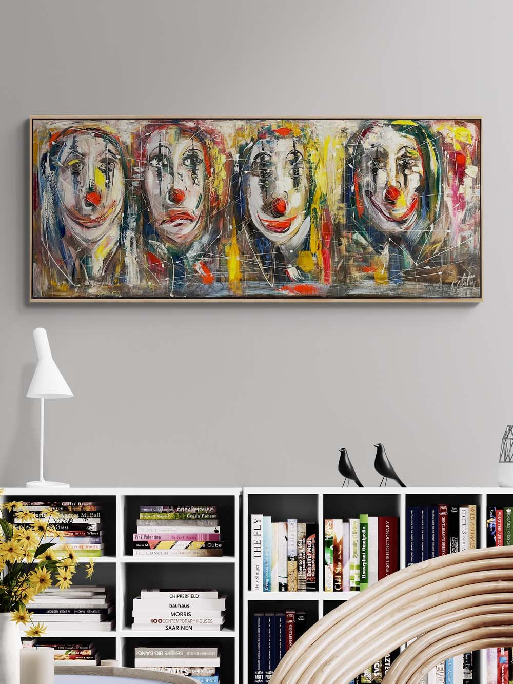 Palyaço Yüzleri Yağlı Boya Tablosu