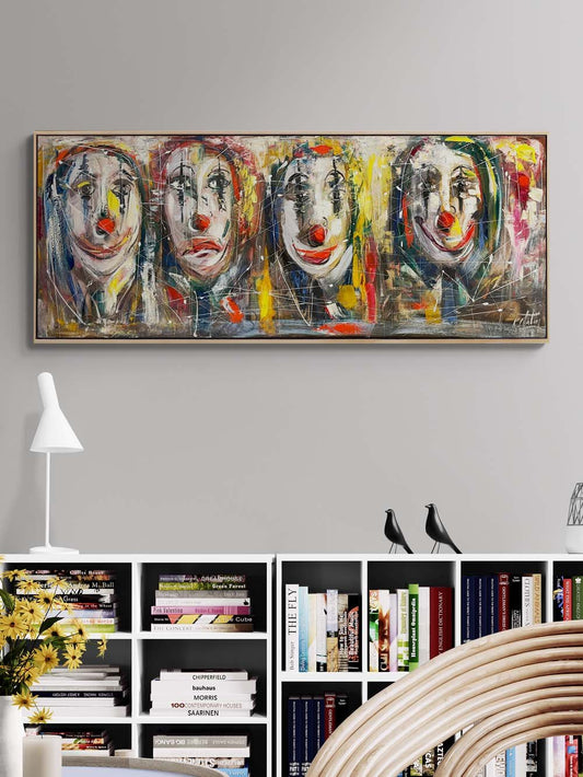 Palyaço Yüzleri Yağlı Boya Tablosu