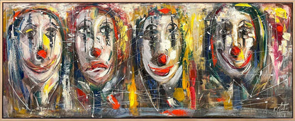 Palyaço Yüzleri Yağlı Boya Tablosu