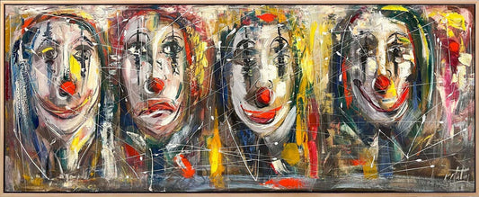 Palyaço Yüzleri Yağlı Boya Tablosu