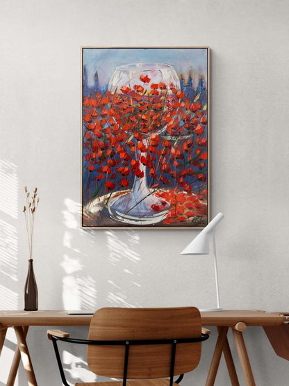 Kadehde Gelincikler Yağlı Boya Tablosu