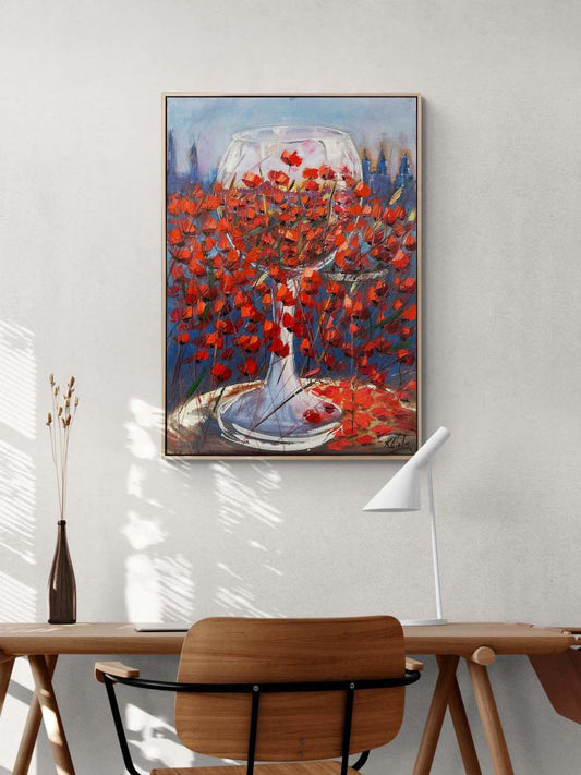 Kadehde Gelincikler Yağlı Boya Tablosu