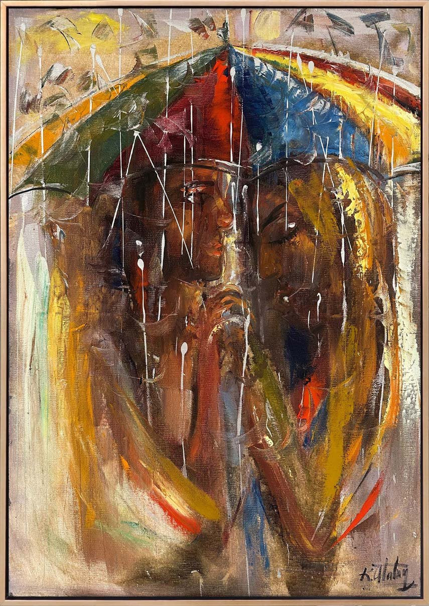 Yağmurda Birlikte Yağlı Boya Tablosu