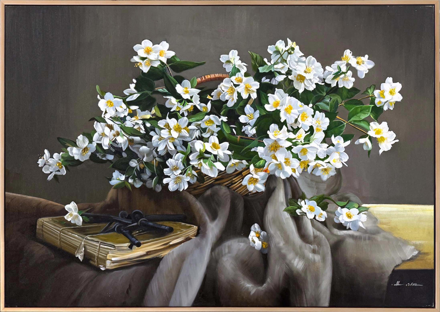 Sepette Yaseminler Yağlı Boya Tablosu