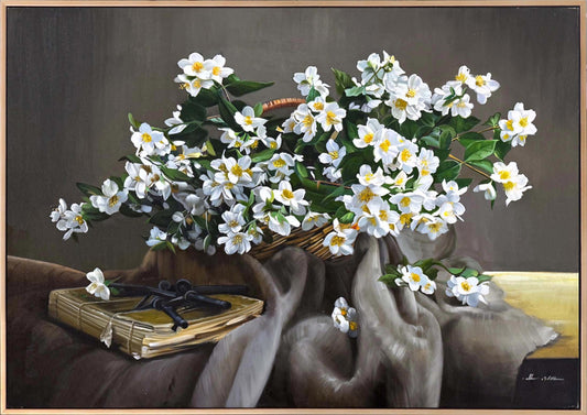 Sepette Yaseminler Yağlı Boya Tablosu