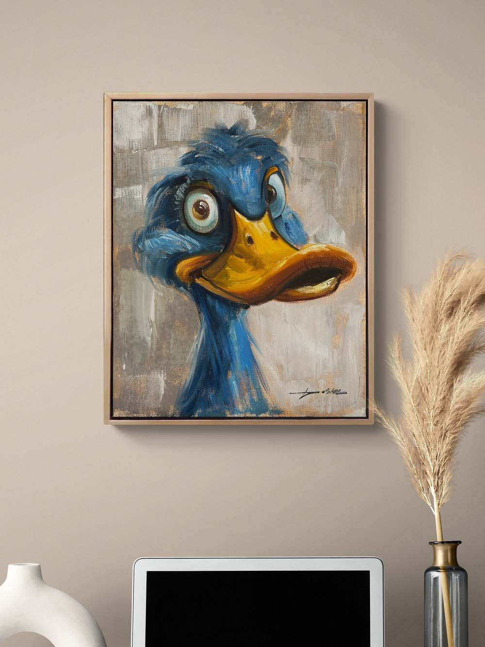 Şaşkın Ördek Yavrusu Yağlı Boya Tablosu