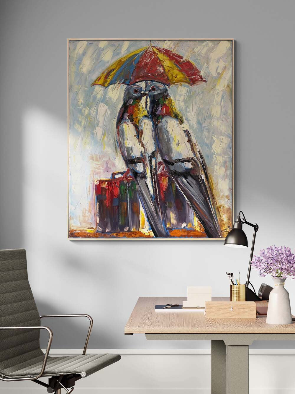 Güvercinler Son Gidişi Yağlı Boya Tablosu