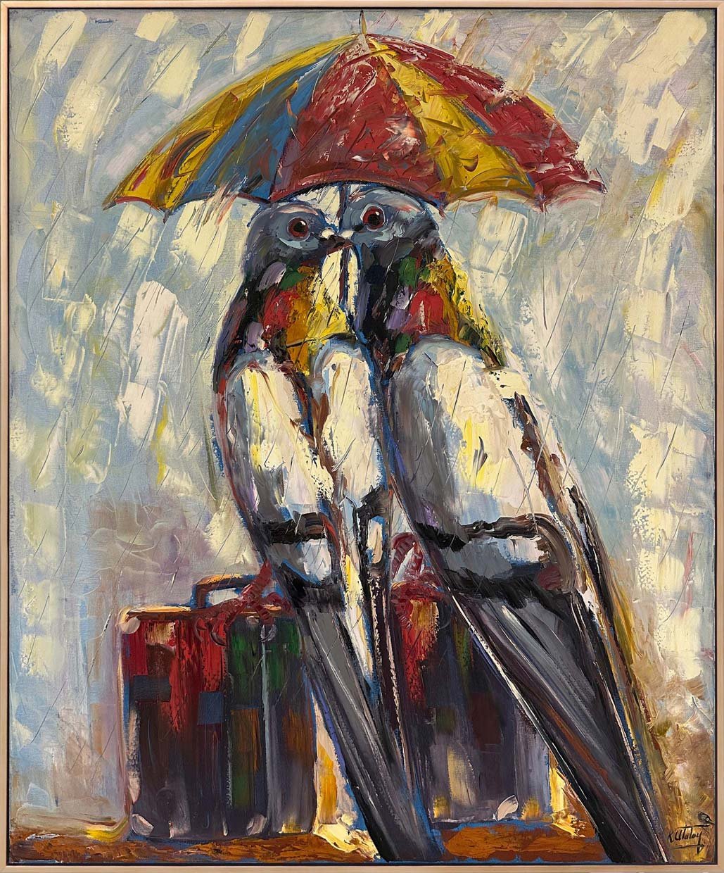 Güvercinler Son Gidişi Yağlı Boya Tablosu