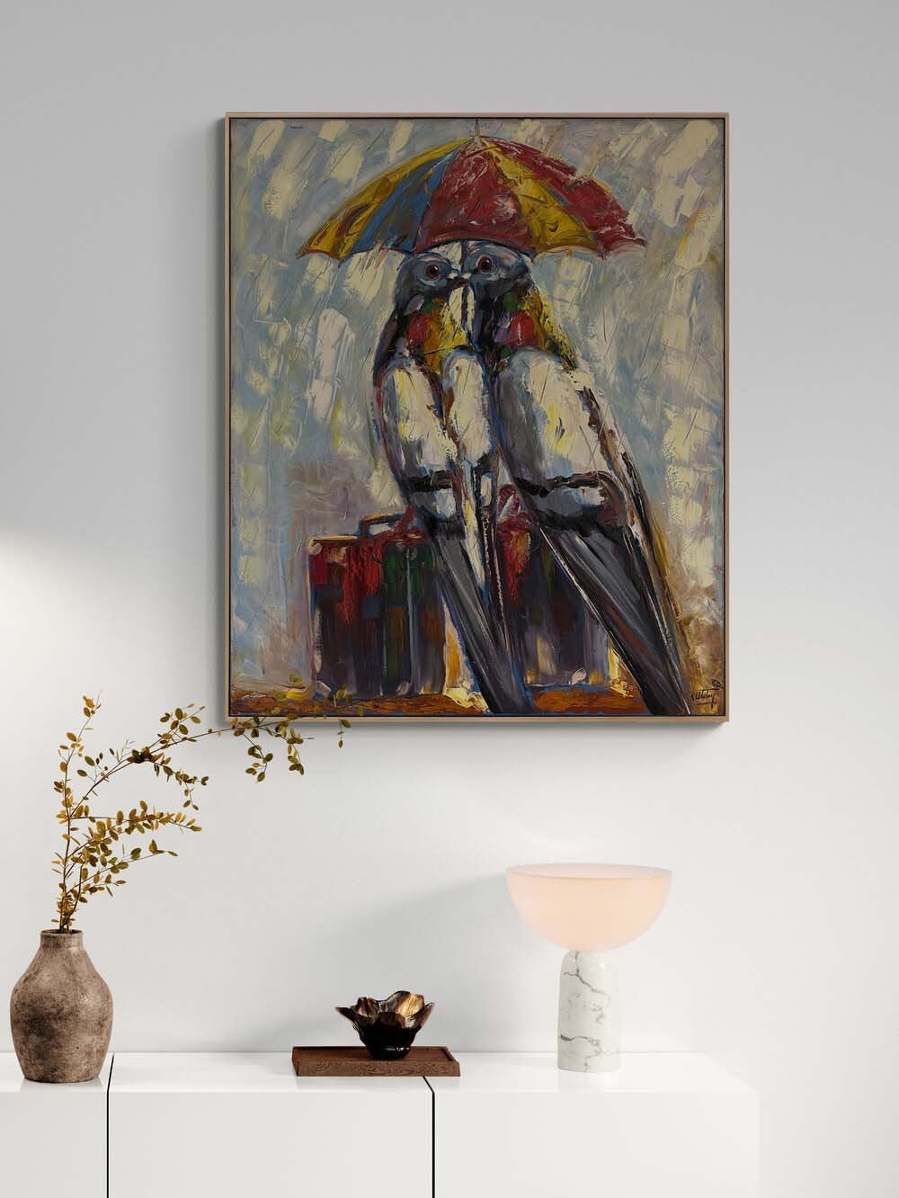 Güvercinler Son Gidişi Yağlı Boya Tablosu